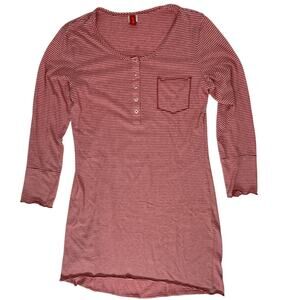 Josie Pajamas Henley Sleep Shirt Women’s Small Red Striped FREE SHIPPING